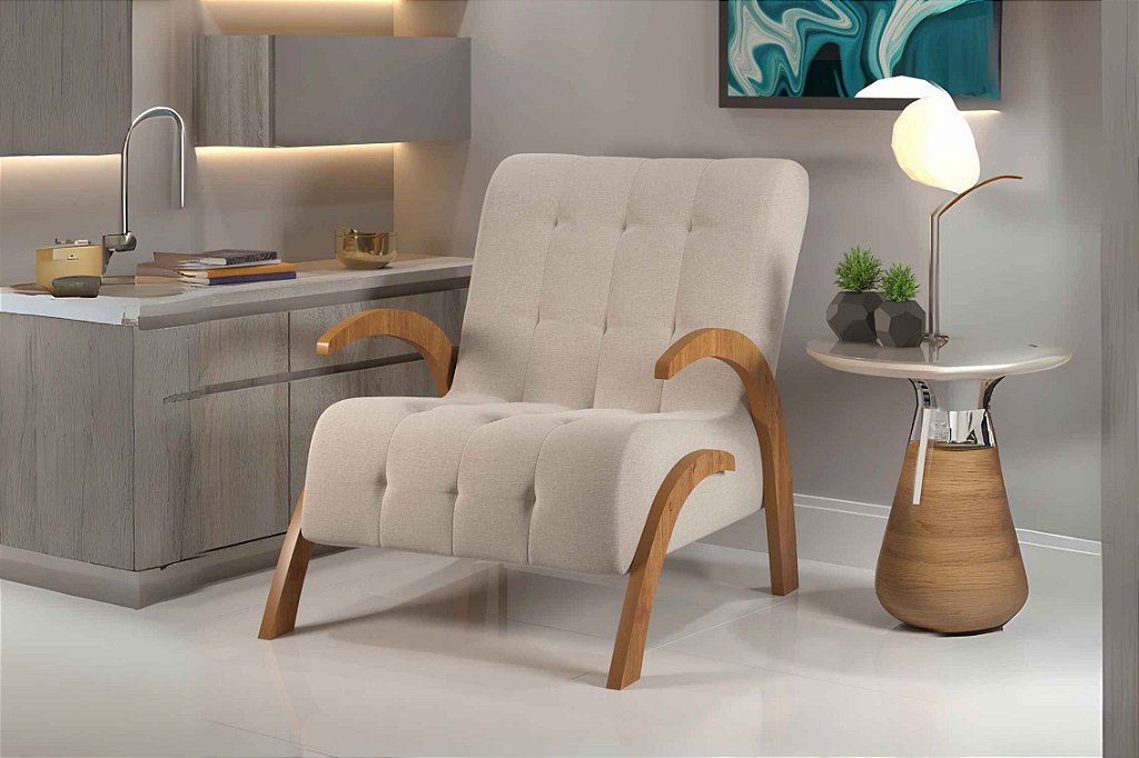 Poltrona Flower Tecido Linho Bronze - foto 1
