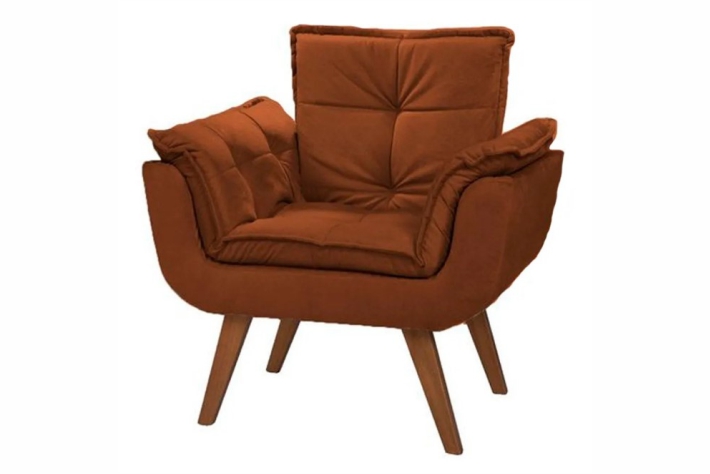 Poltrona Opala Veludo Terracota