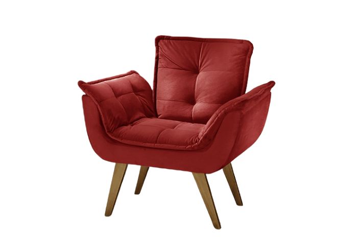 Poltrona Opala Veludo Vermelho