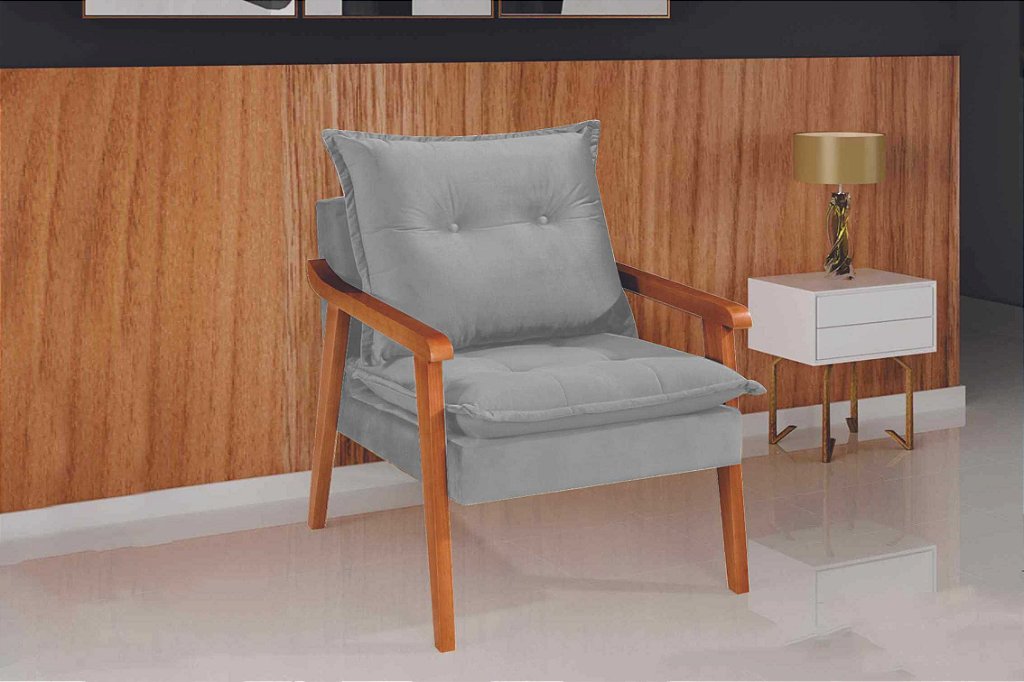 Poltrona Munique - Tec Linho Cinza 1008 - foto 1