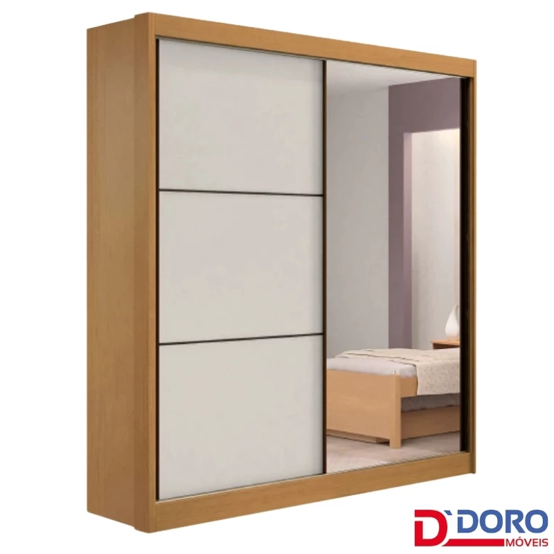 Guarda-Roupa Atenas 2 Portas Cinamomo com Espelho - foto 1