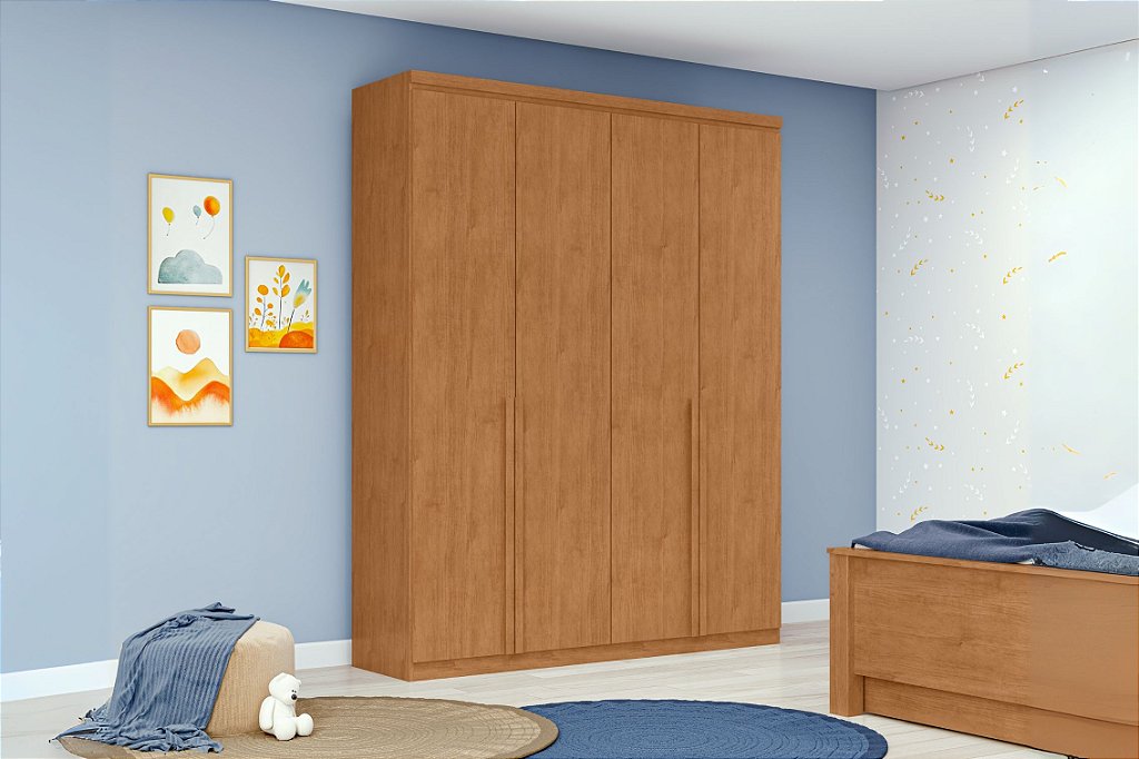 Guarda-Roupas Alonzo 4 Portas 2 Gavetas MDF Rovere - foto 1