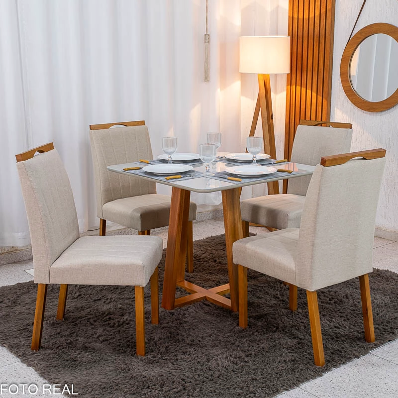Mesa de Jantar Bali Linho Bege 90x90 - foto 1