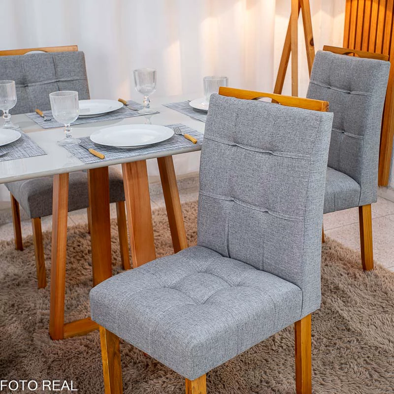 Mesa de Jantar Bali Linho Cinza 120x80 - foto 1