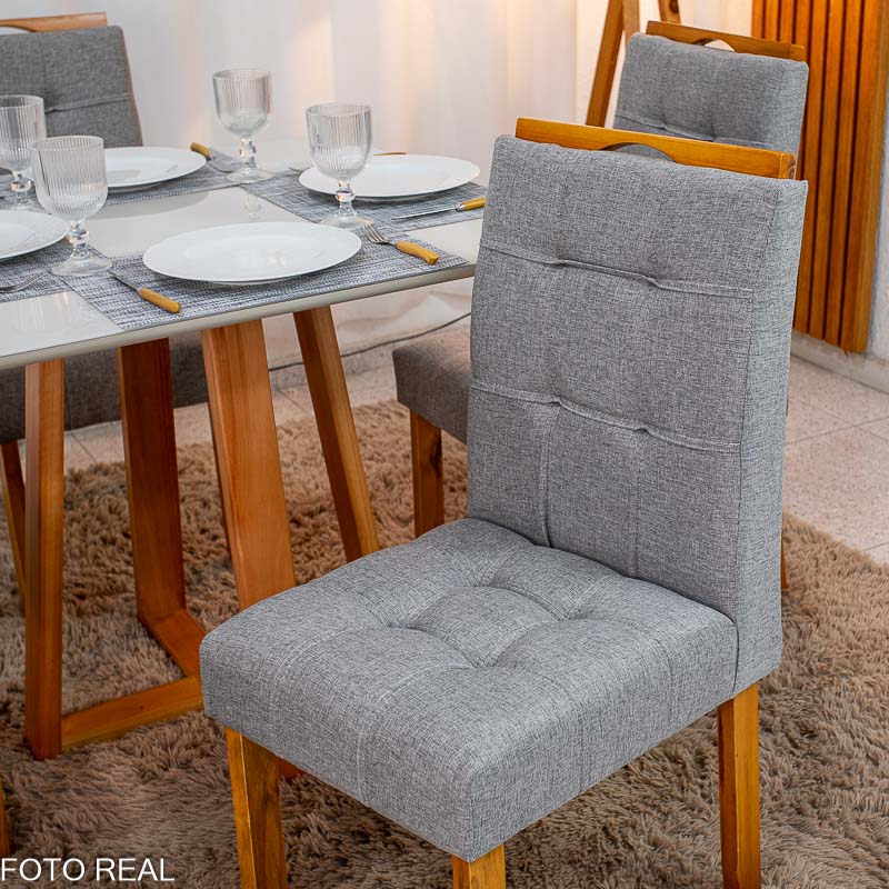 Mesa de Jantar Bali Linho Cinza 90x90 - foto 1