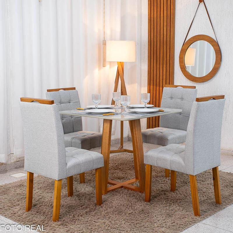 Mesa de Jantar Bali Linho Prata 90x90 - foto 1