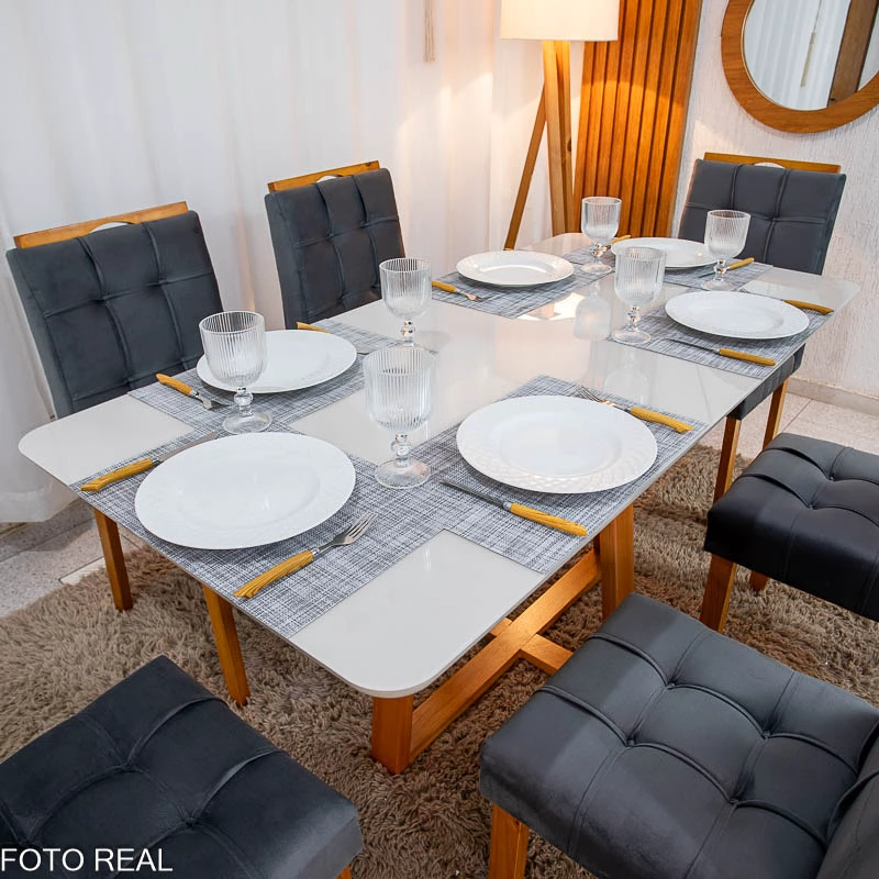 Mesa de Jantar Bali Veludo Chumbo 160x80 - foto 1