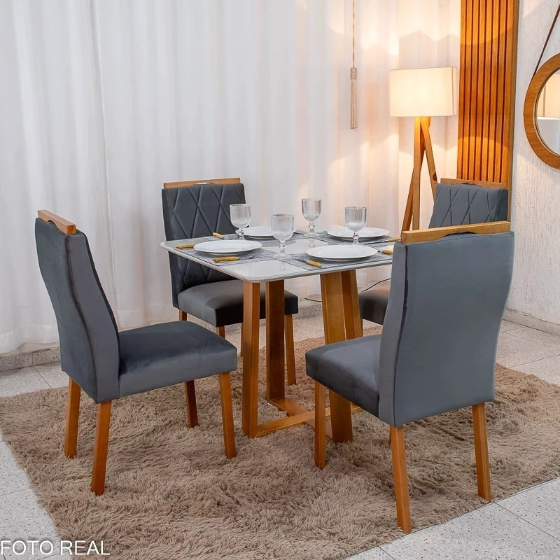 Mesa de Jantar Bali Veludo Cinza 90x90 - foto 1