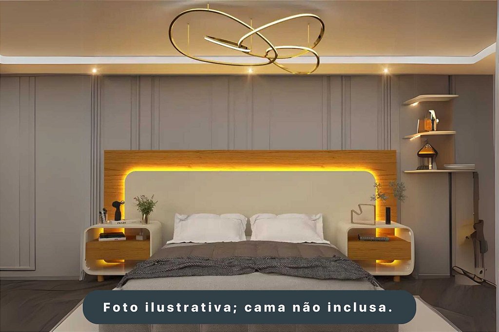 Cabeceira Innova C/ Led e 2 Cabeceiras Nat/off - Gelius - foto 1