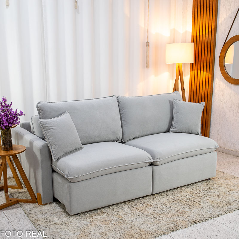 Sofá Retrátil Luma 2,00m Veludo Premium Cinza - foto 1