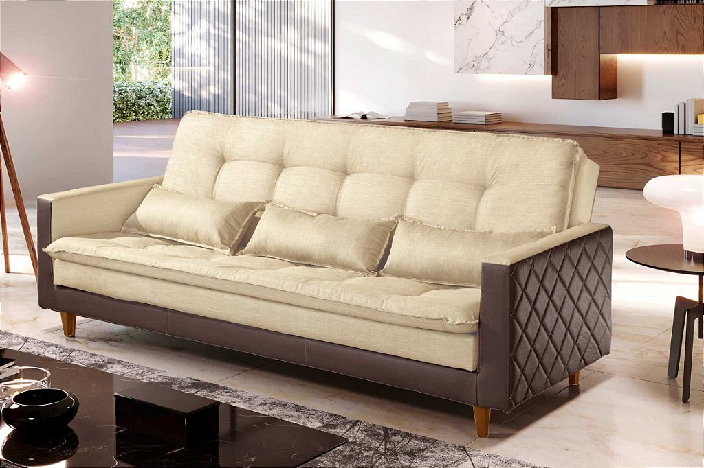 Sofa Cama Sf.5820 Viena Linho Bege 306b/Kor Mar/2239 - Luxur - foto 1